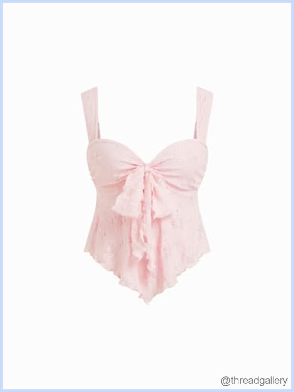 Floral Babydoll Lace Mesh Bow Tie Front Tank Top
